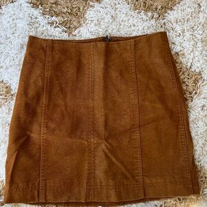 Free People Brown Suede/ Leather Skirt